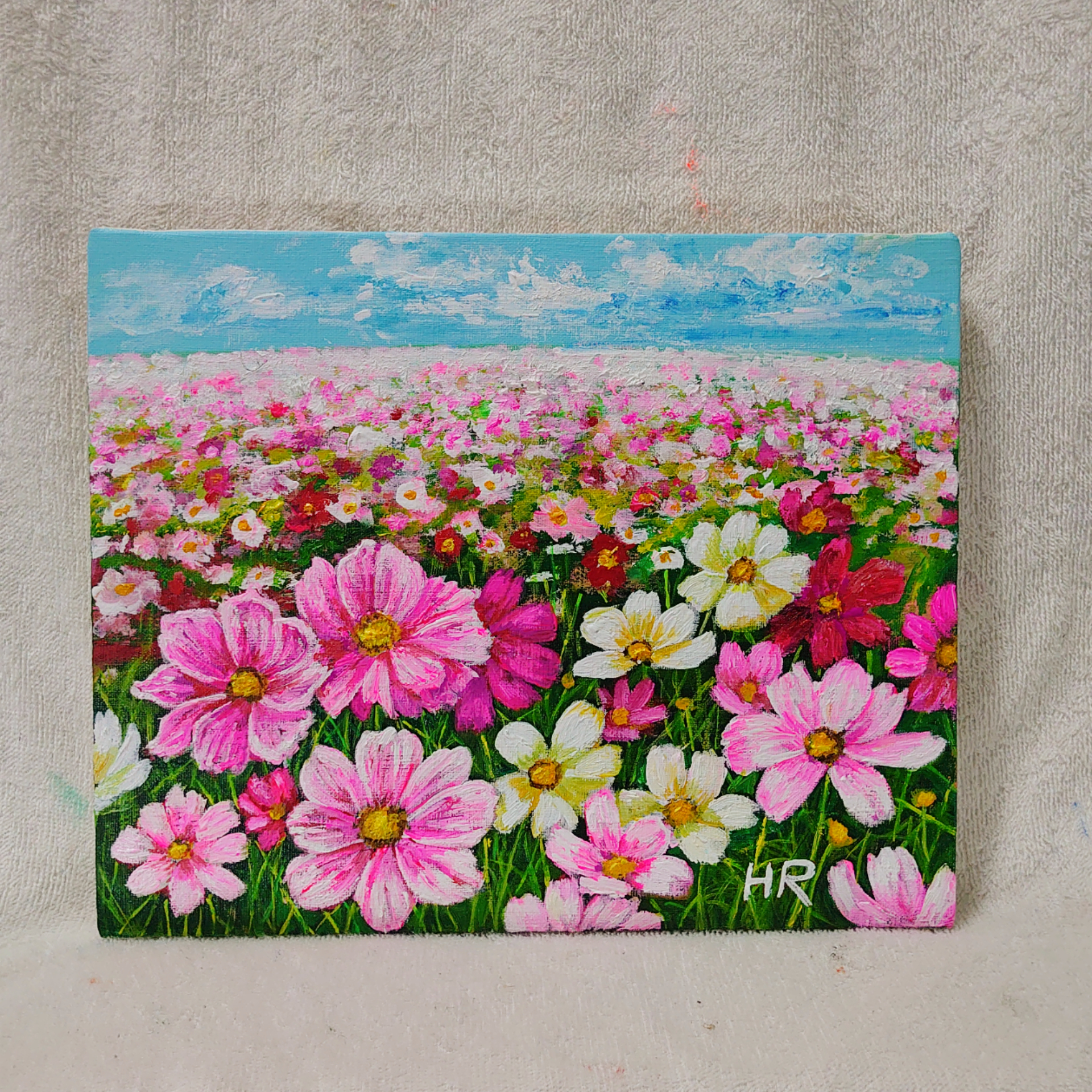 油絵 コスモス畑 絵画 HR 通販 10175638｜Creema(クリーマ)
