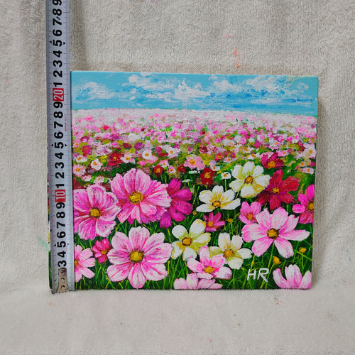油絵 絵画【赤いコスモス】 油絵 絵画 【満月のコスモスと富士山 】 絵画 HR 通販