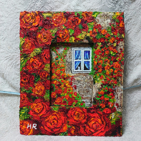 油絵 絵画【猫と赤い薔薇】