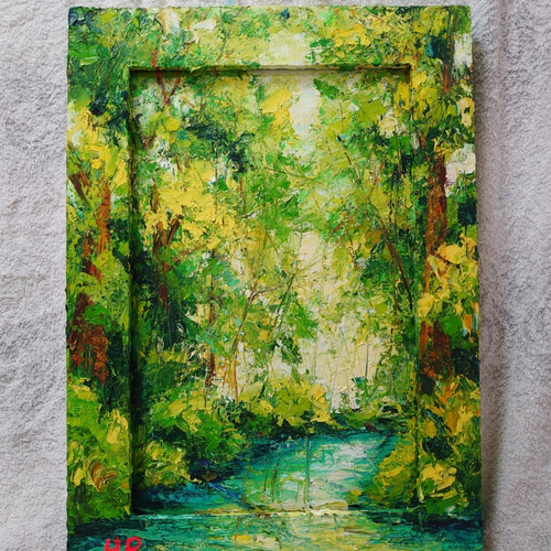 油絵 雪の川 絵画 HR 通販 10754217｜Creema(クリーマ) ハンドメイド