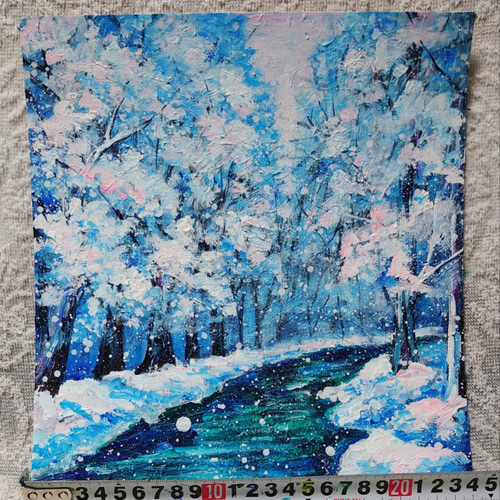 ★絵画　油彩　『雪』　安原伸悦　画家　油絵　額　女の人　女の子　雪　冬 ☆絵画油彩『雪』安原伸悦画家油絵額女の人女の子雪冬