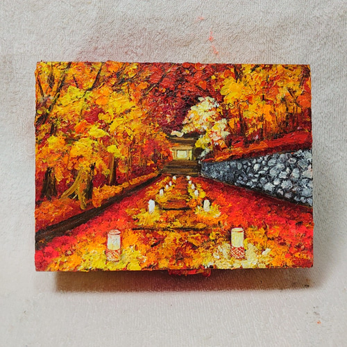 油絵 絵画 紅葉ボックス 油絵 紅葉ボックス 絵画 HR 通販 10961348｜Creema(クリーマ)