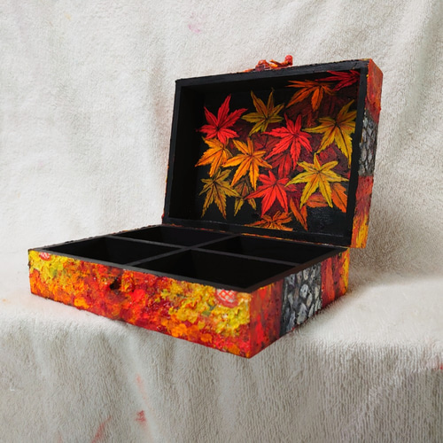 油絵 絵画 紅葉ボックス 油絵 紅葉ボックス 絵画 HR 通販 10961348｜Creema(クリーマ)