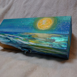 油絵 月下の海ボックス 1枚目の画像