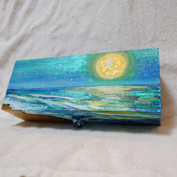 油絵 月下の海ボックス 4枚目の画像