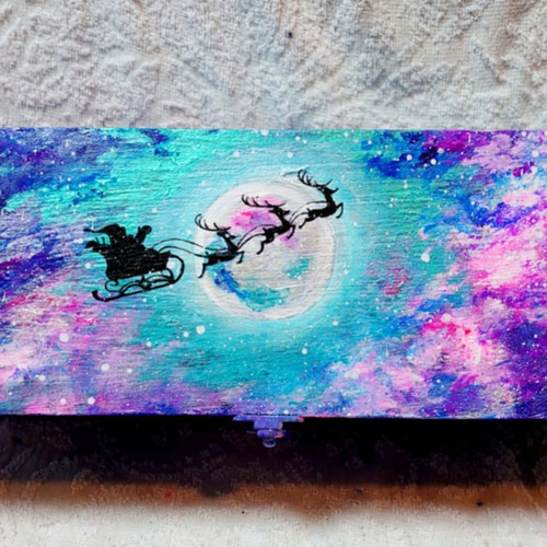 【限定特価】 油絵 月のクリスマスボックス 10963453｜Creema 通販 HR 絵画 絵画