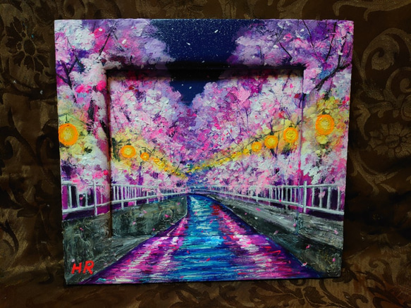油絵 夜桜 絵画 HR 通販 11132641｜Creema(クリーマ)