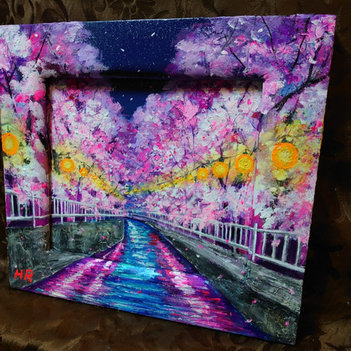 油絵 夜桜 絵画 HR 通販 11132641｜Creema(クリーマ)