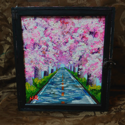 油絵 絵画 【手作りボックス】【桜】 0_6224e719ebd053072b7a7fd868e0