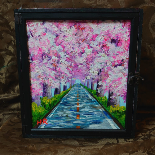 油絵 絵画 【手作りボックス】【桜】