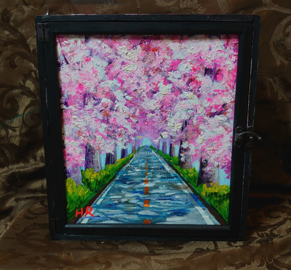 油絵 手作りボックス【桜】 1枚目の画像