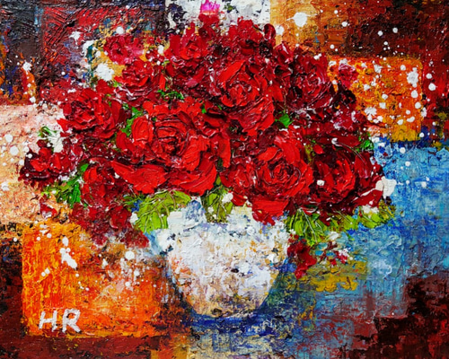 油絵 紅の薔薇 絵画 HR 通販 11195649｜Creema(クリーマ)