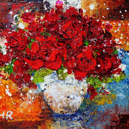 油絵 紅の薔薇 絵画 HR 通販 11195649|Creema(クリーマ) 油絵 紅の薔薇 絵画 HR 通販 11195649|Creema(クリーマ)