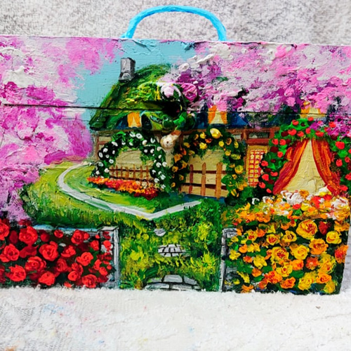 油絵 絵画 春の桜ボックス 油絵 絵画 春の桜ボックス