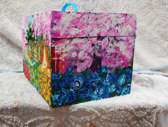 油絵 春の桜ボックス 3枚目の画像