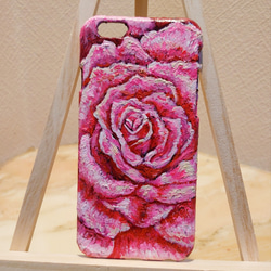 油絵 手作りスマホケース【ピンク薔薇】iPhone6 1枚目の画像