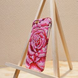 油絵 手作りスマホケース【ピンク薔薇】iPhone6 5枚目の画像
