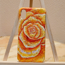 油絵 手作りスマホケース【黄色薔薇】iPhoneX/XS 1枚目の画像