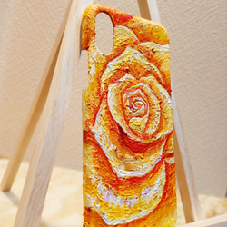 油絵 手作りスマホケース【黄色薔薇】iPhoneX/XS 2枚目の画像