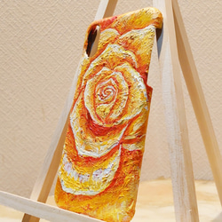 油絵 手作りスマホケース【黄色薔薇】iPhoneX/XS 3枚目の画像