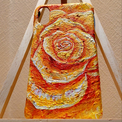 油絵 手作りスマホケース【黄色薔薇】iPhoneX/XS 4枚目の画像