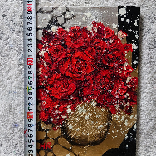 「薔薇」　油絵 油絵 絵画【ピンク薔薇6切】 絵画 HR 通販 12978221｜Creema
