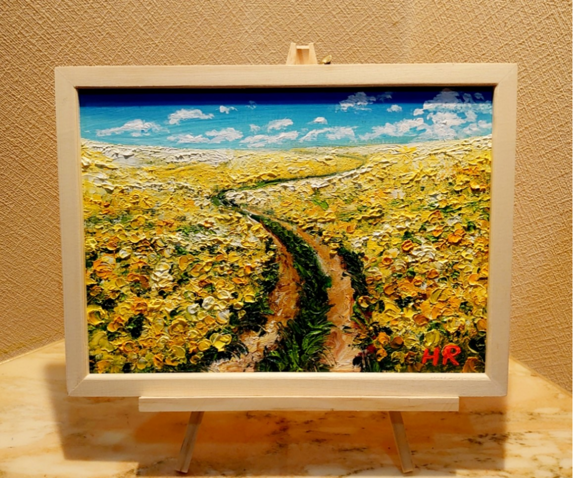 P10【3月】 ★菜の花 風景画 油絵