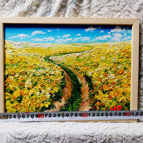 油絵 菜の花の道 絵画 HR 通販 11559266｜Creema(クリーマ)
