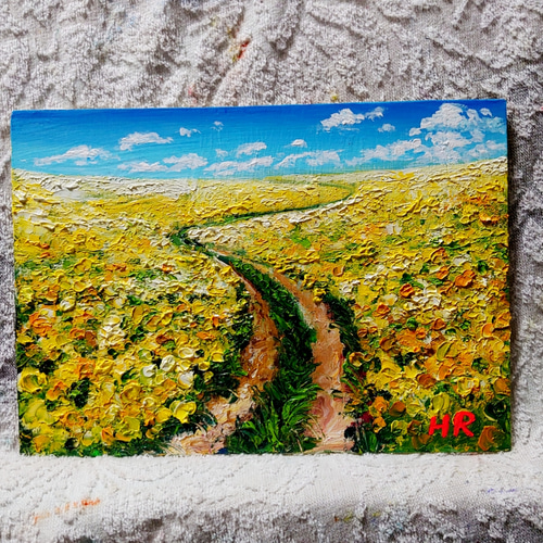 油絵 菜の花の道 絵画 HR 通販 11559266｜Creema(クリーマ)