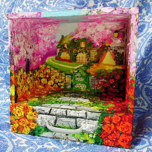 油絵 絵画 春の桜ボックス 油絵 絵画 春の桜ボックス