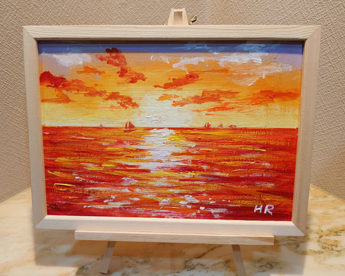 油絵 夕暮れのヨット 絵画 HR 通販 11828737｜Creema(クリーマ)