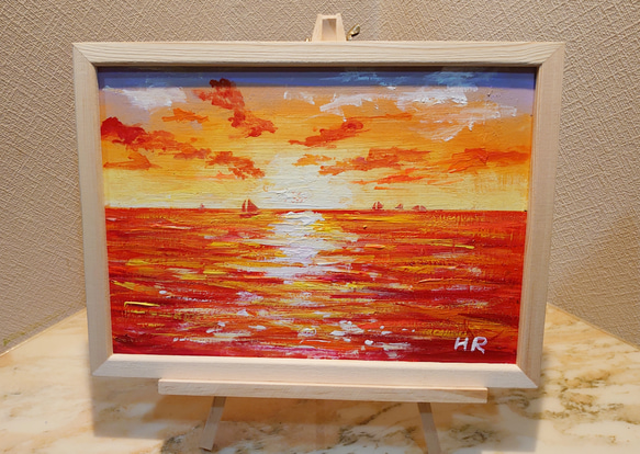 【全商品オープニング価格 特別価格】 油絵 絵画【夕暮れのヨット】 絵画