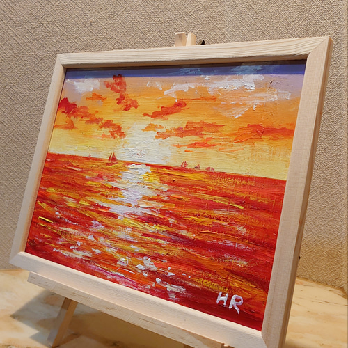 油絵 絵画 【砂浜の夕暮れ】 油絵 絵画 【夕日の海辺】 | HIROSHI1990