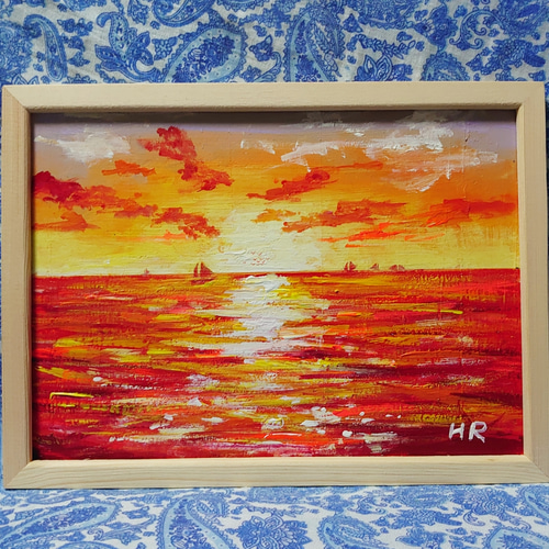 油絵 絵画 【波と夕暮れ】 油絵 絵画【夕暮れの波】 絵画 HR 通販 16173420｜Creema