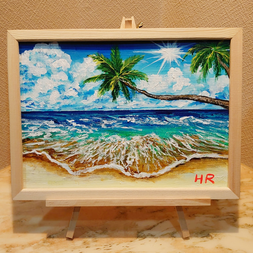 油絵 絵画【海とハイビスカス】 絵画 HR 通販 14514801