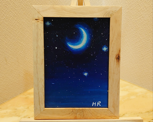 額付き油彩画　冬の三日月 1_08d1fb40ba46635418394bdfec9f