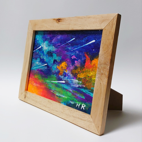 油絵 2L絵画額付き【流星群】 絵画 HR 通販 11948145｜Creema(クリーマ)