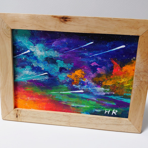 ☆油絵 油絵 2L絵画額付き【流星群】 絵画 HR 通販 11948145｜Creema(クリーマ)