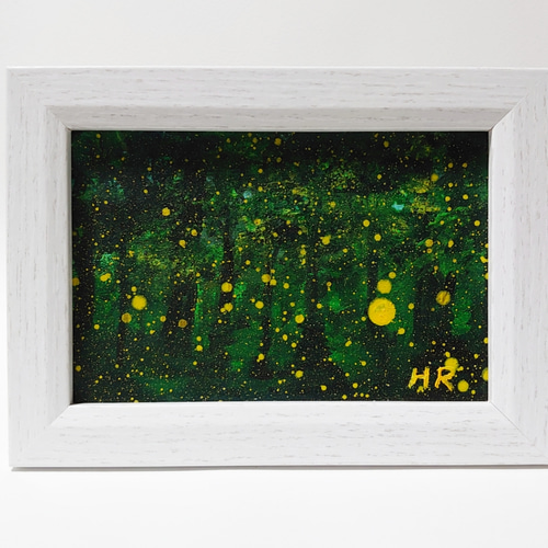 油絵 ハガキ絵画額付き【蛍の夜ノ森 】 絵画 HR 通販 11970858