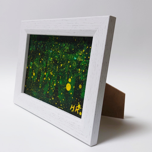 油絵 ハガキ絵画額付き【蛍の夜ノ森 】 絵画 HR 通販 11970858