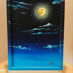 額付き油彩画　冬の三日月 油彩）冬の三日月 | Yui-Fujita-onlineshop