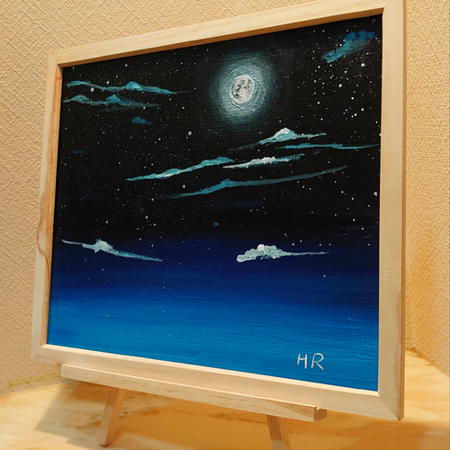 油絵 夜空の月 絵画 HR 通販 11987236｜Creema(クリーマ)