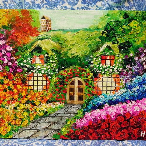 油絵 花の屋敷【A3】 絵画 HR 通販 11987262|Creema(クリーマ) 油絵 花の屋敷【A3】 絵画 HR 通販 11987262|Creema(クリーマ)