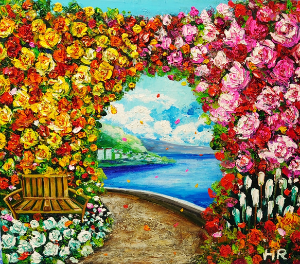 油絵 絵画【花のガーデニング】 油絵 絵画【花のガーデニング】