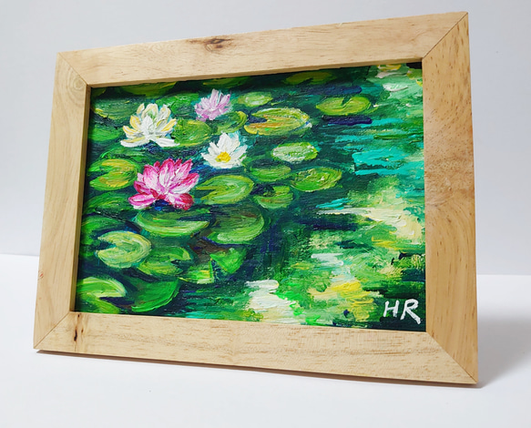 油絵 絵画【蓮の池】 油絵 2L絵画額付き【蓮の池】 絵画 HR 通販 12248266｜Creema