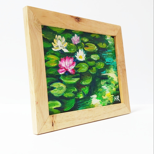 油絵 2L絵画額付き【蓮の池】 絵画 ＨＲ 通販｜Creema(クリーマ)