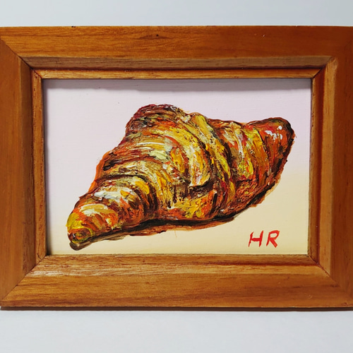 油絵 ミニ絵画額付き【クロワッサン】 絵画 HR 通販 12356878