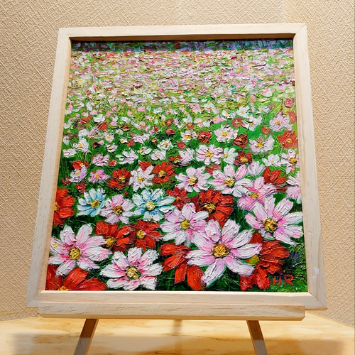 油絵 絵画 コスモス畑【色紙】 絵画 HR 通販 14626713｜Creema