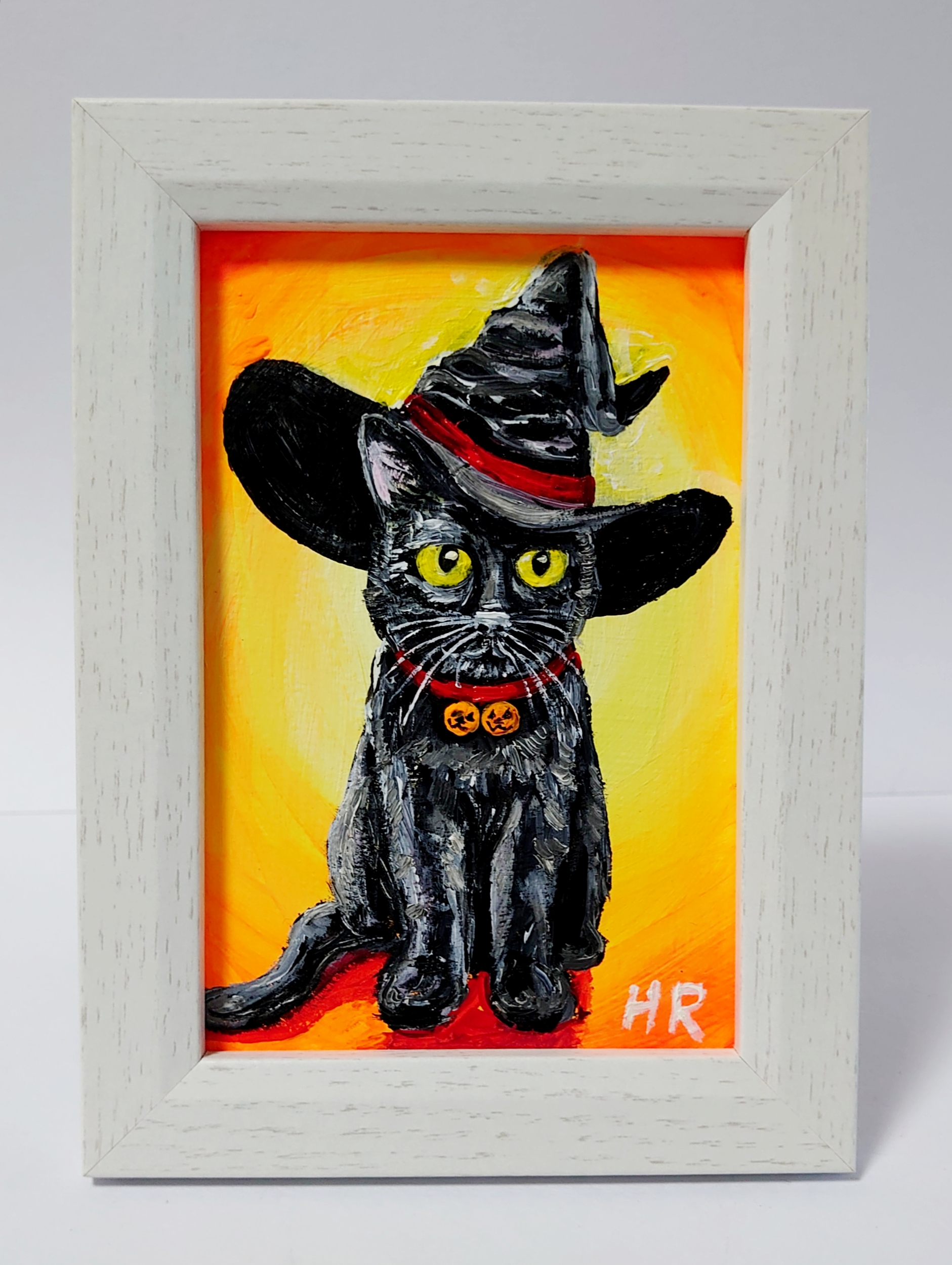 猫バーガー　油彩画　油絵　原画　額付き　オリジナル 猫バーガー 油彩画 油絵 原画 額付き オリジナル 猫 油絵 原画 手描き