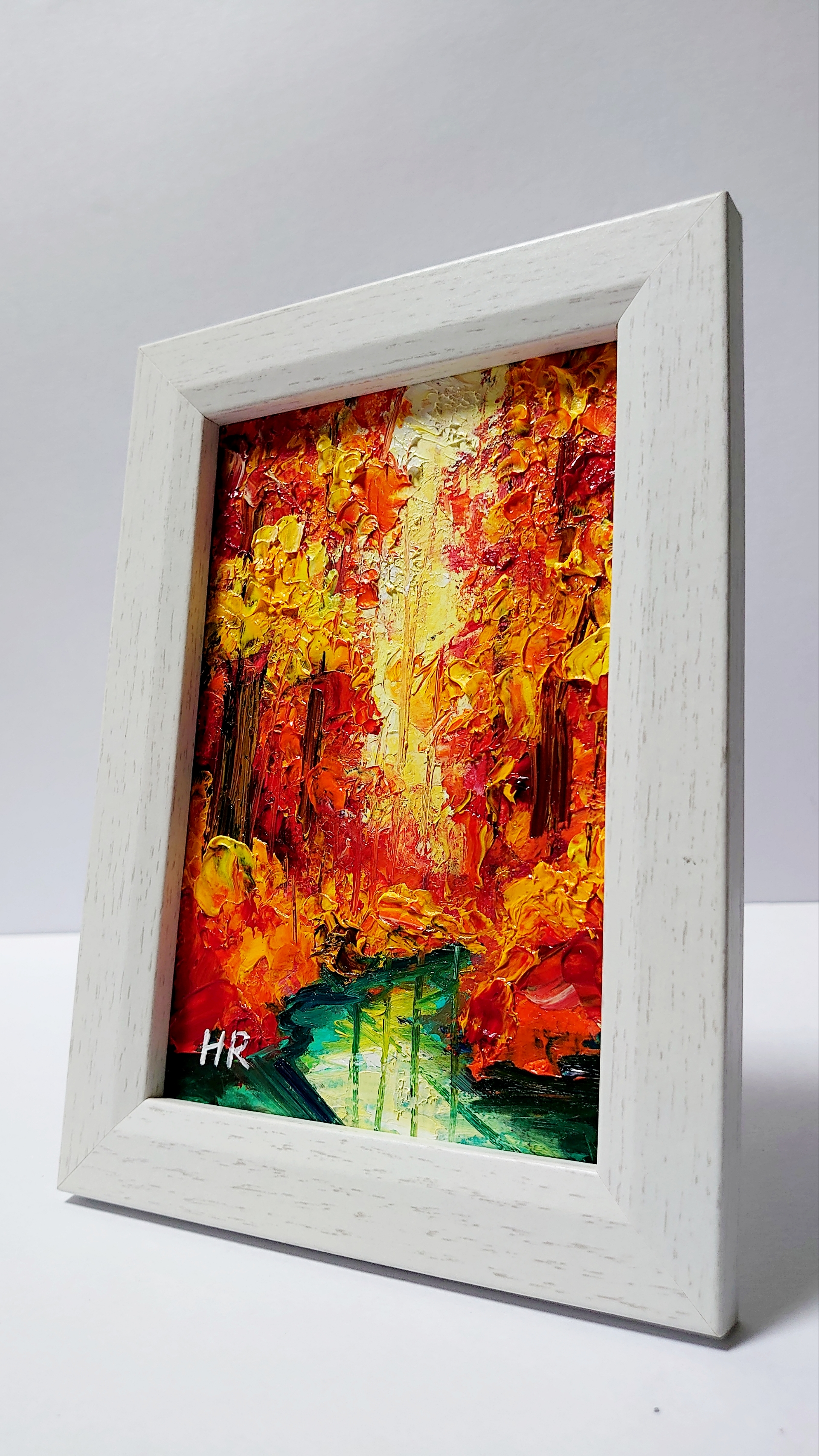 油絵 絵画 時計【紅葉の湖】
